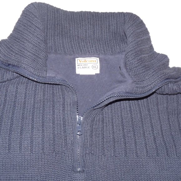 Volcom 1/4 Zip-Up Navy Heavy Pullover XL Extra Large Sweater - Picture 2 of 7